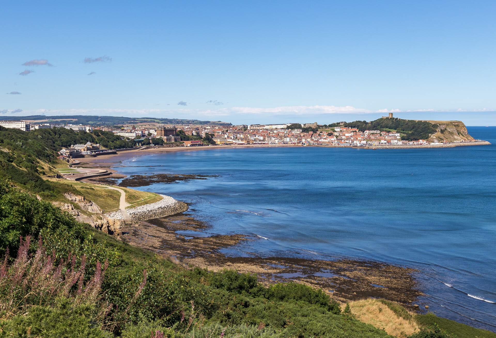 View towards Scarborough South Bay, North Yorkshire, UK