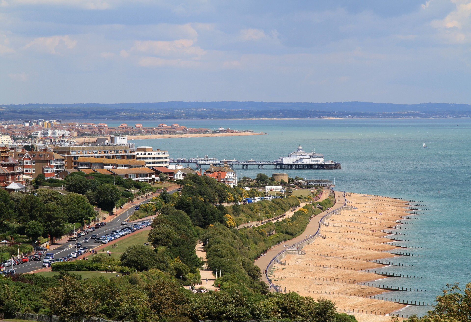 View of Eastbourne seafront and Pier from South Downs.