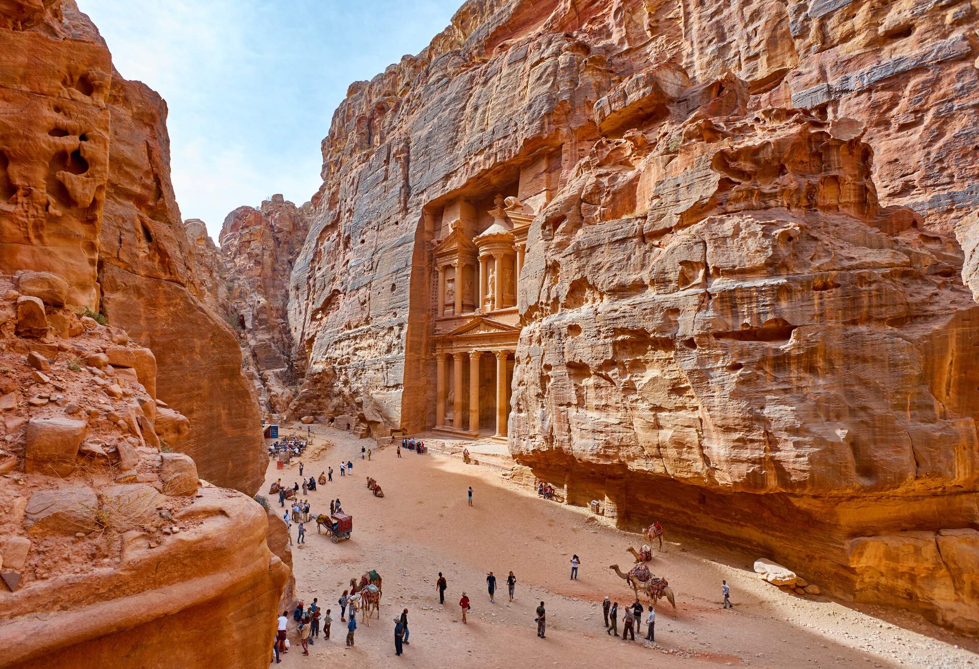 The temple-mausoleum of Al Khazneh in the ancient city of Petra in Jordan; Shutterstock ID 506206813