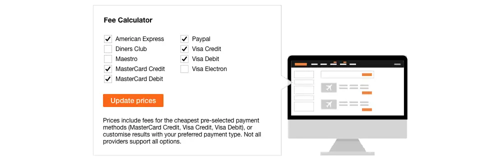 Compare fees for different payment options with our fee calculator