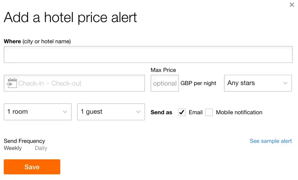 KAYAK Price Alert Hotel