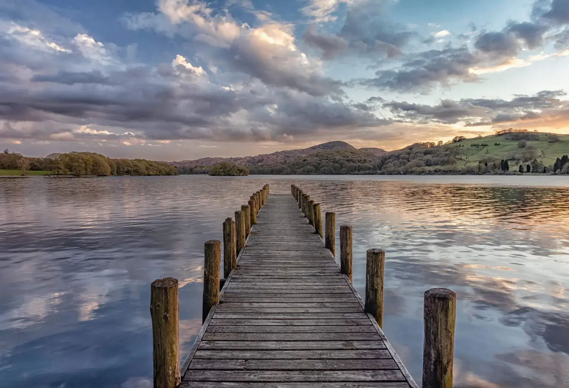 A jetty overlooking a magnificent lake