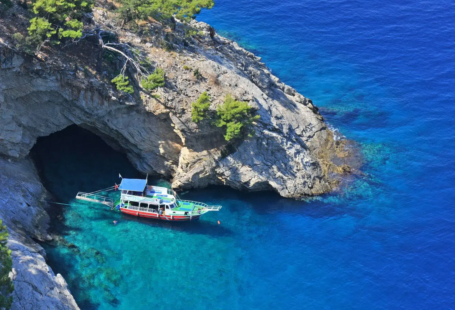 Boat sailing at bodrum beach