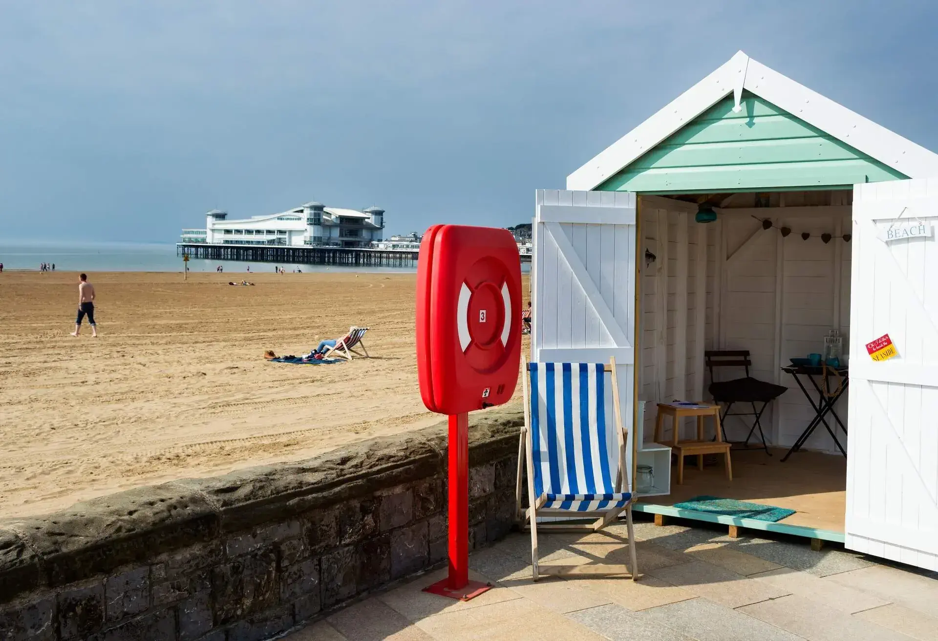 A little beach hut on the promenade of Weston-Super-Mare beach