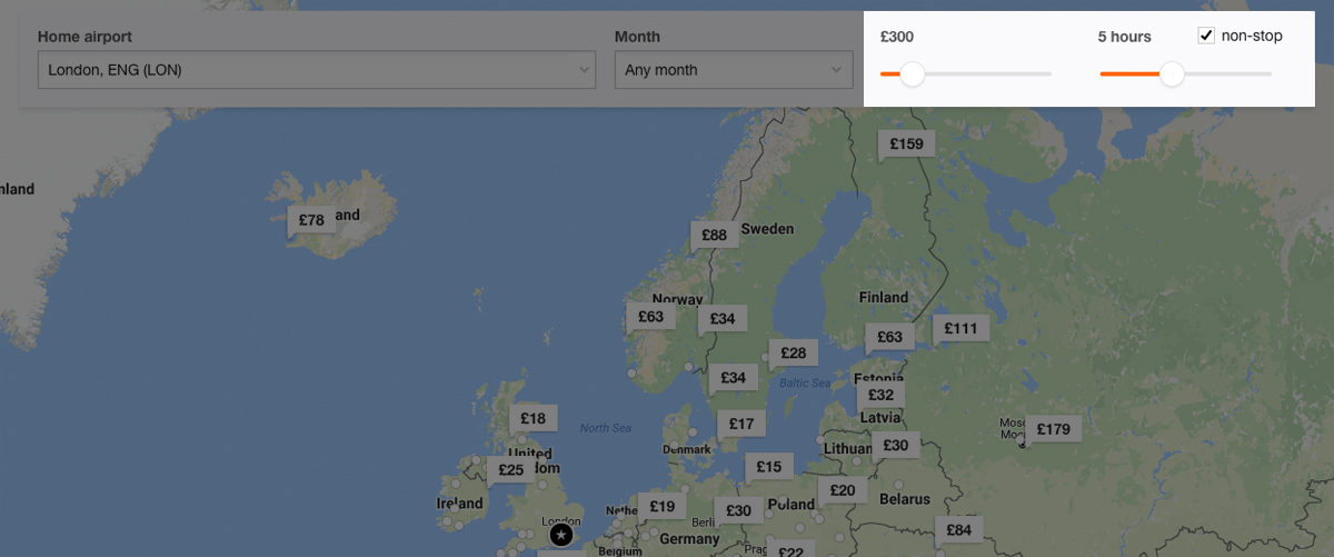 Use this interactive map to help find the best flight deals worldwide according to your budget