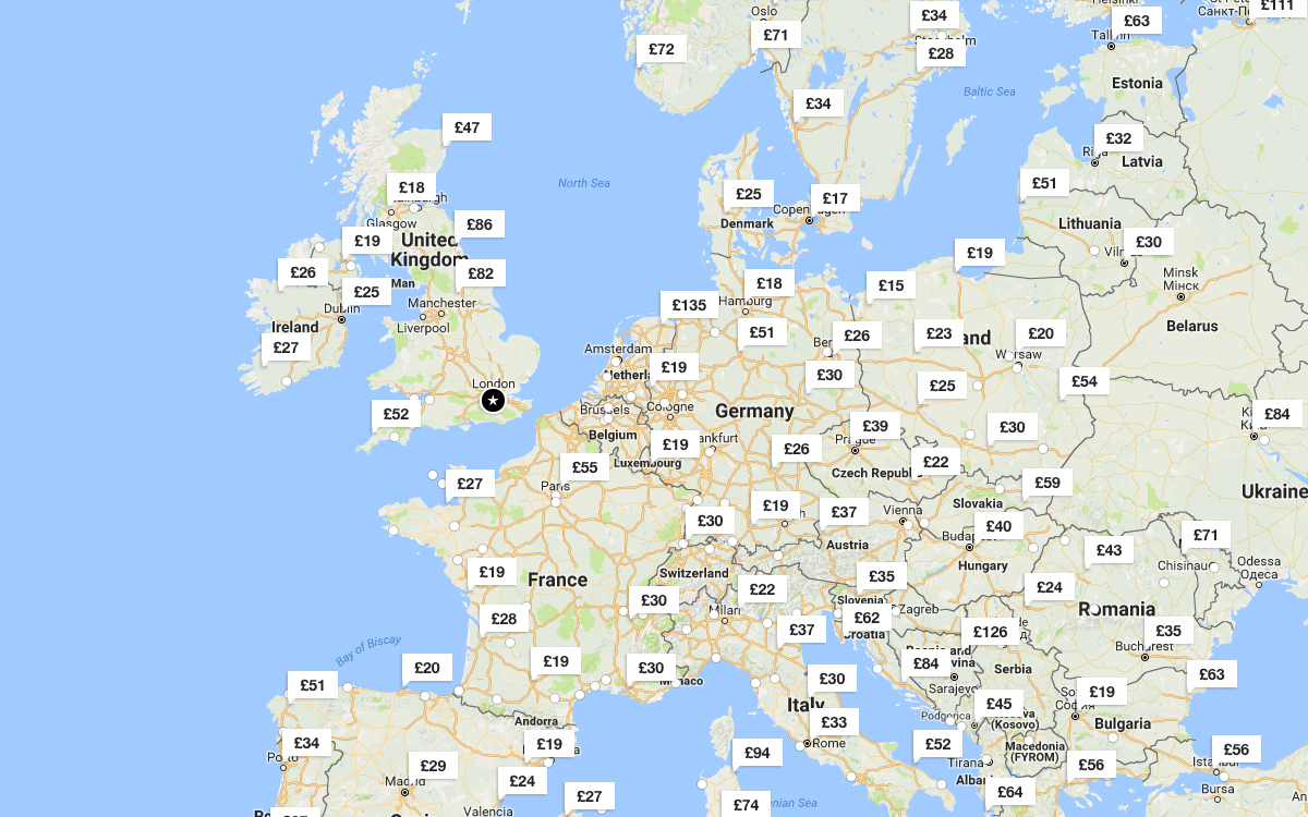 Use this interactive map to help find the best flight deals worldwide