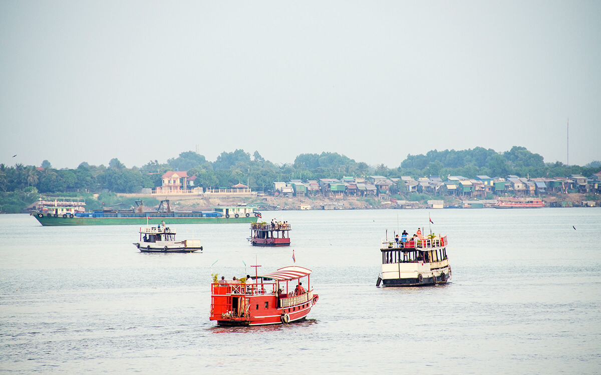 boats in Mekong Cambodia