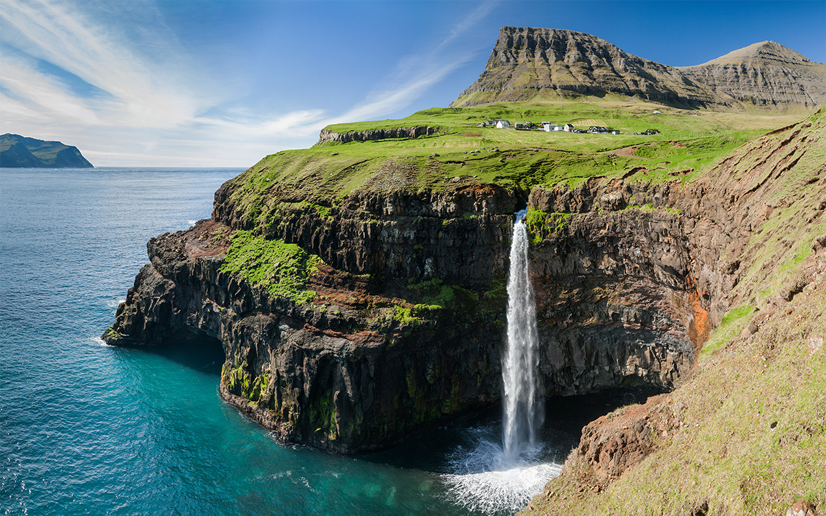 Astonishing view of Mulafossur Waterfall