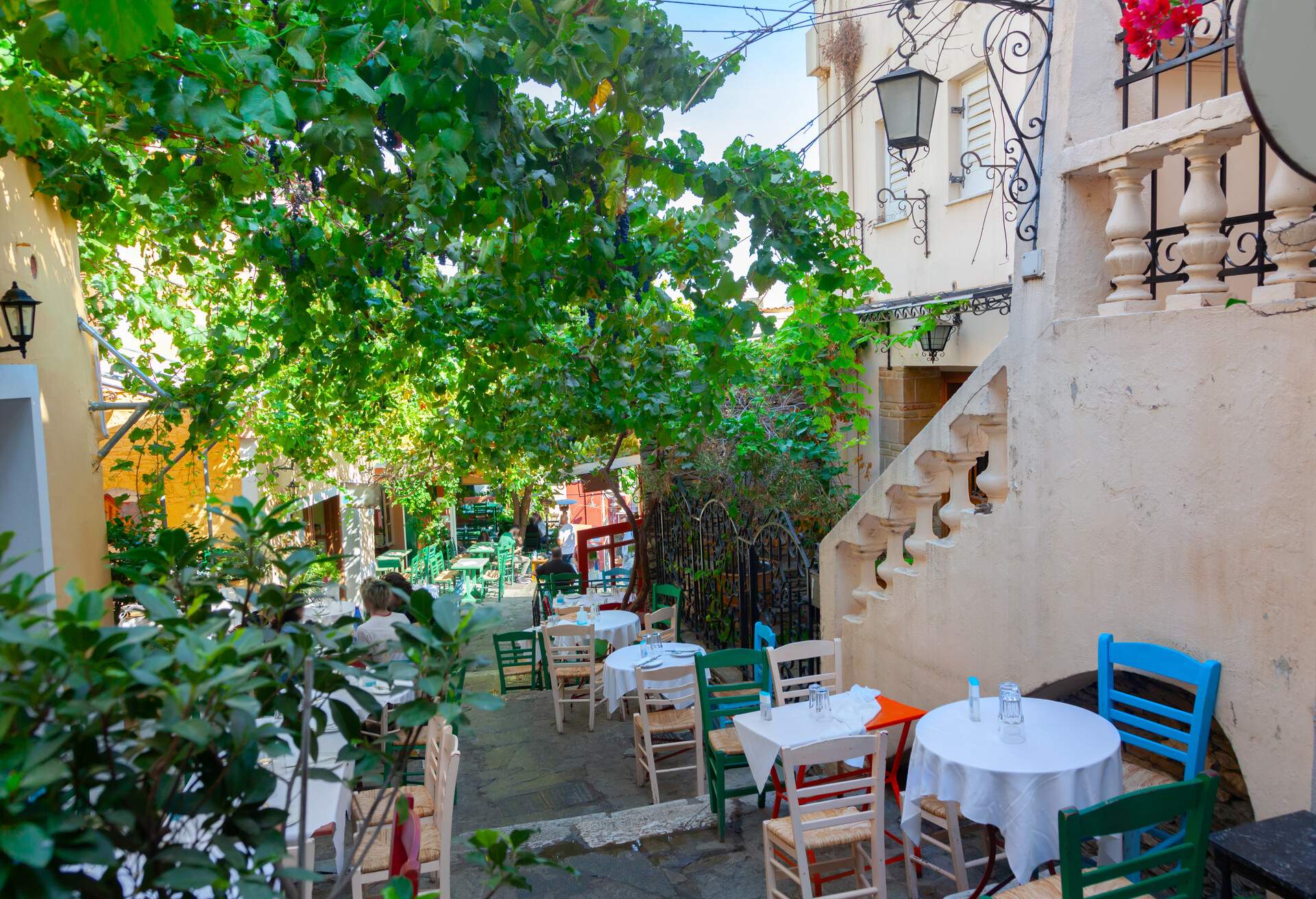 Cafe table and chairs on the street