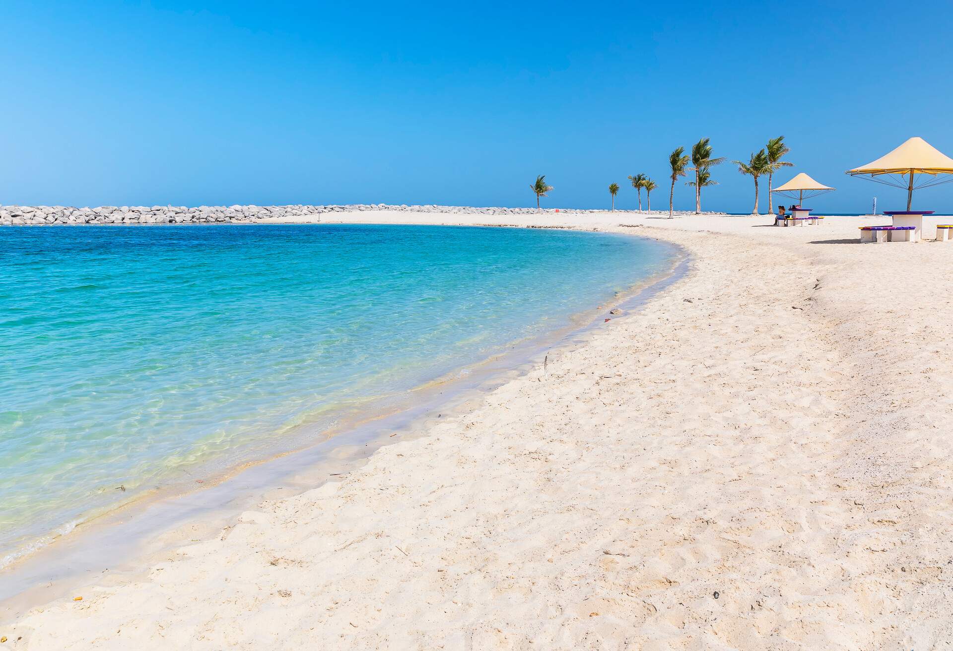 Panorama of Al Mamzar beaches in Dubai