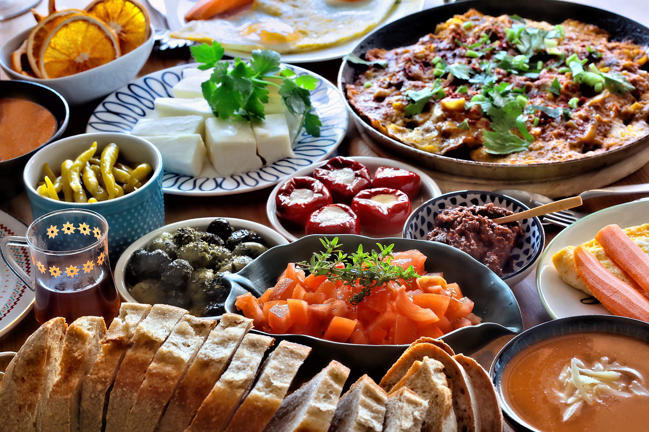 A table filled with turkish food