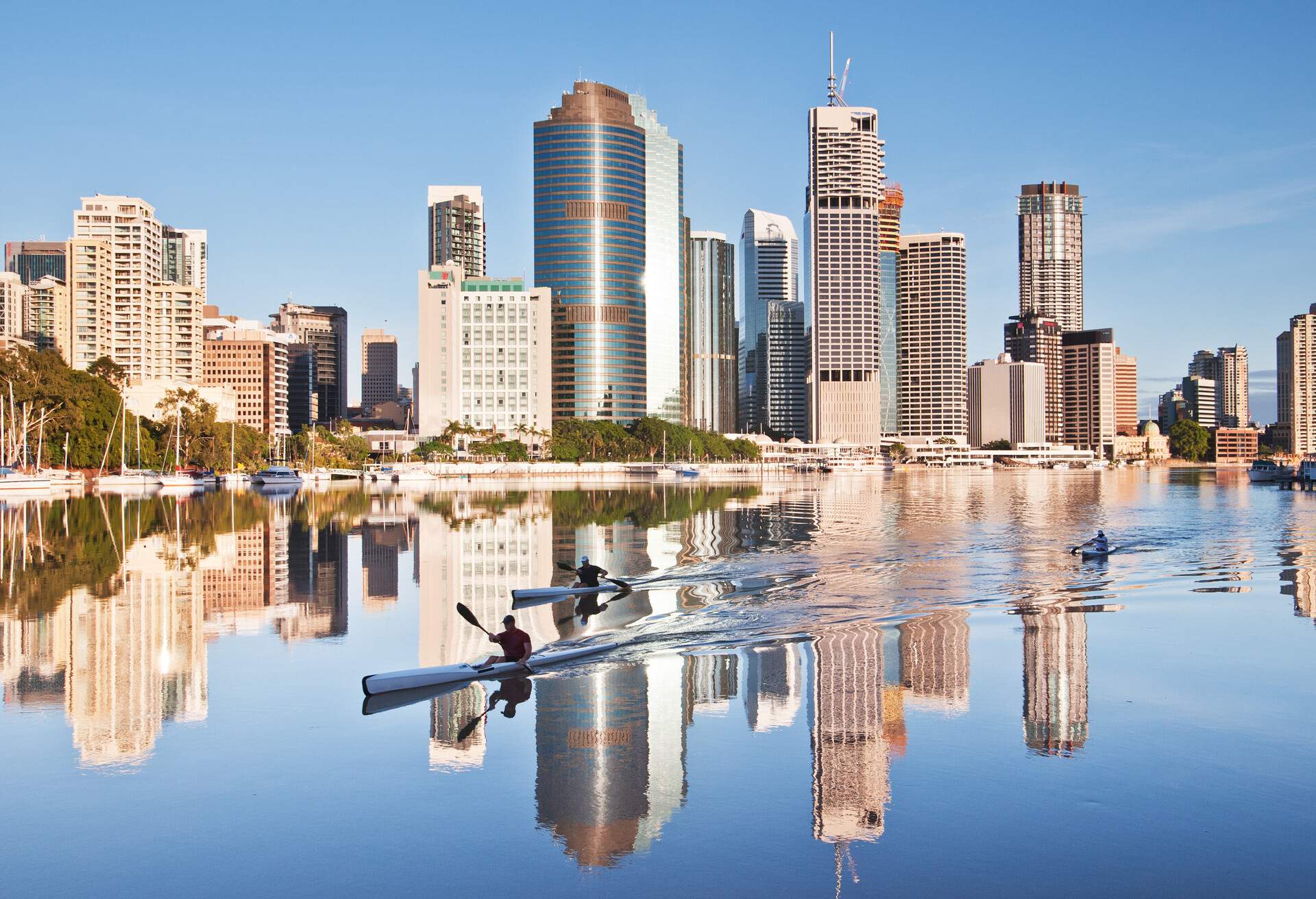 Kayakers in Brisbane river.