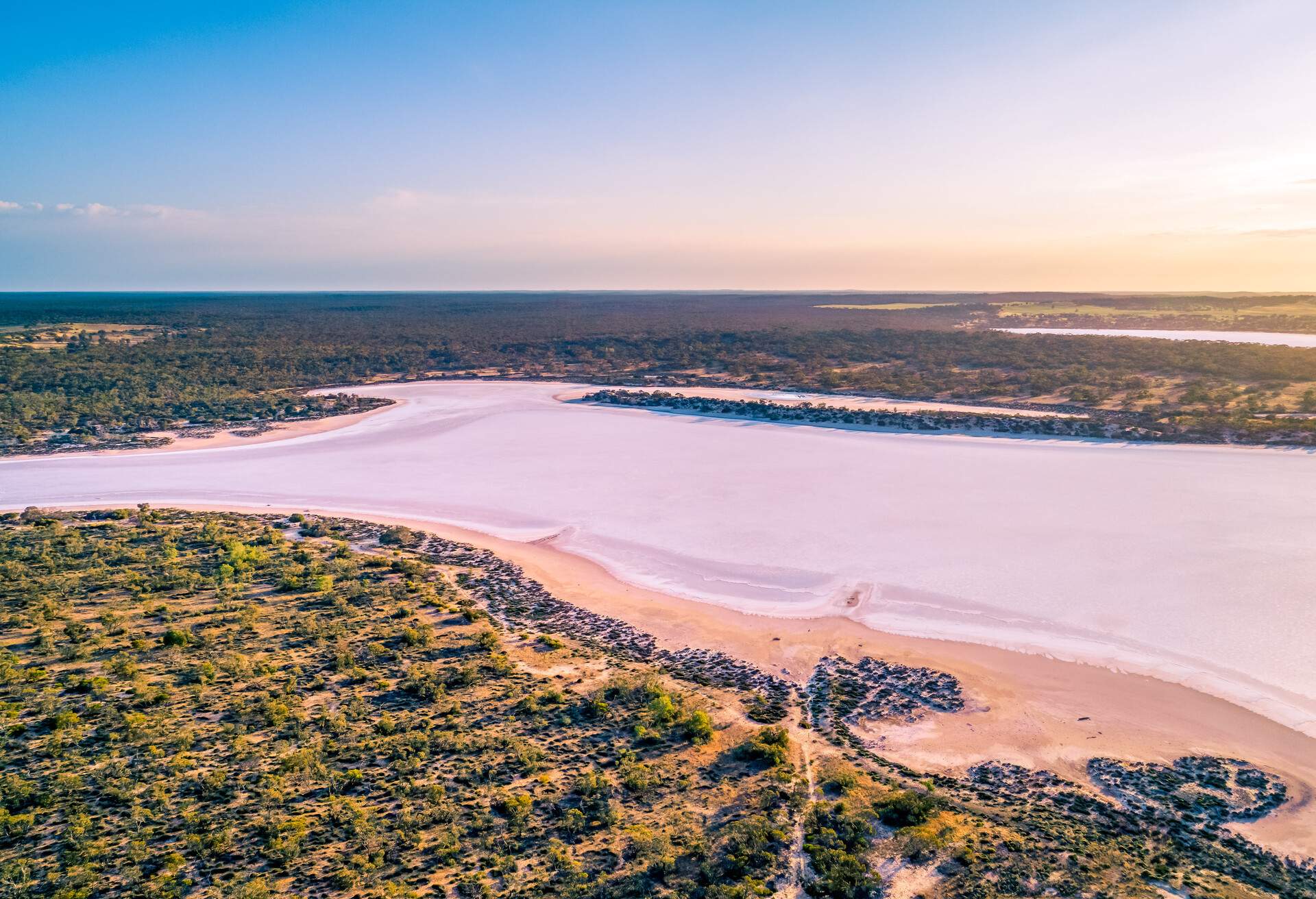Salt lake Kenyon at sunrise - aerial landscape