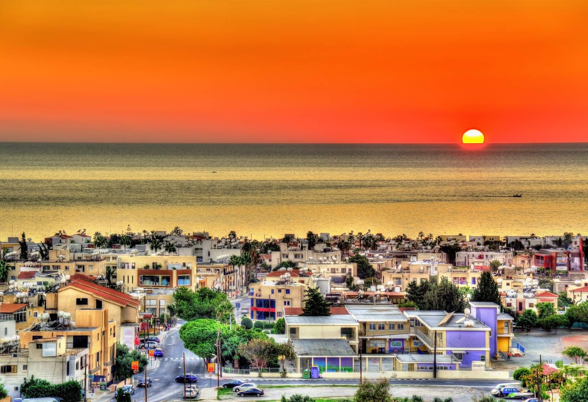 Sunset above the city of Paphos - Cyprus