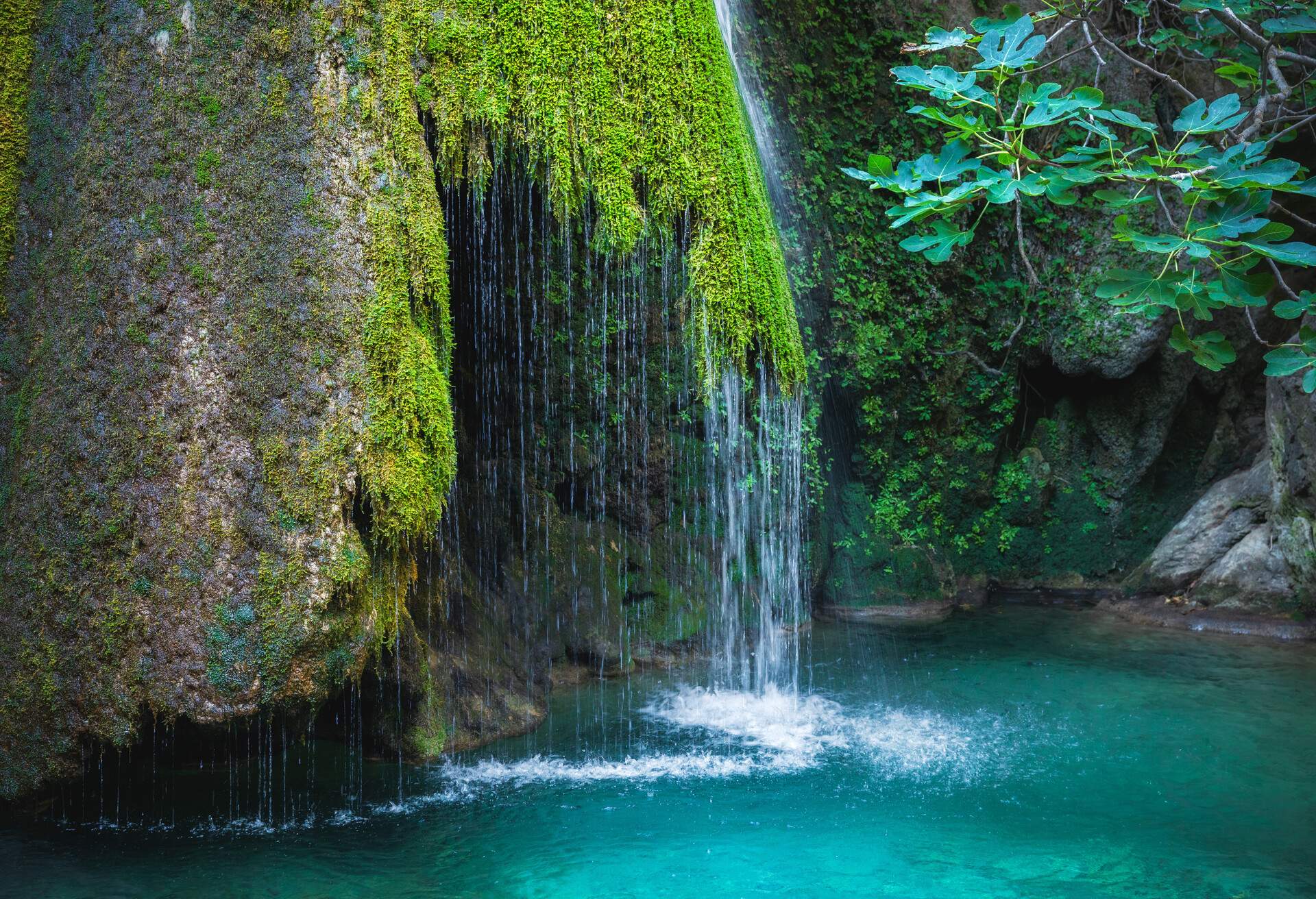 Close-up of famous waterfall in Richtis gorge (Lasithi, east Crete, Greece).