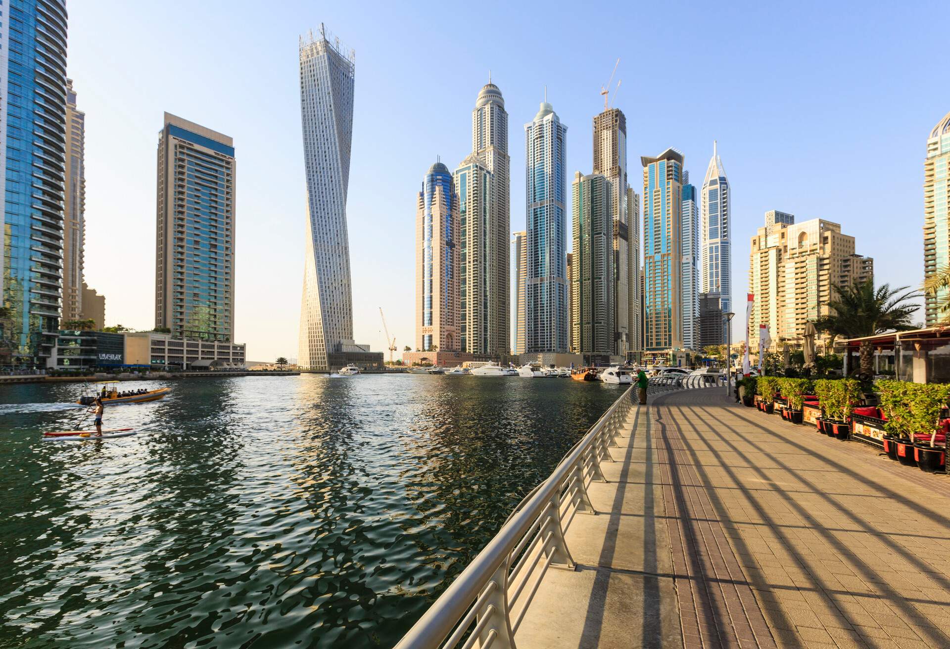 The unique twist shaped Cayan Tower, Dubai Marina, Dubai, United Arab Emirates