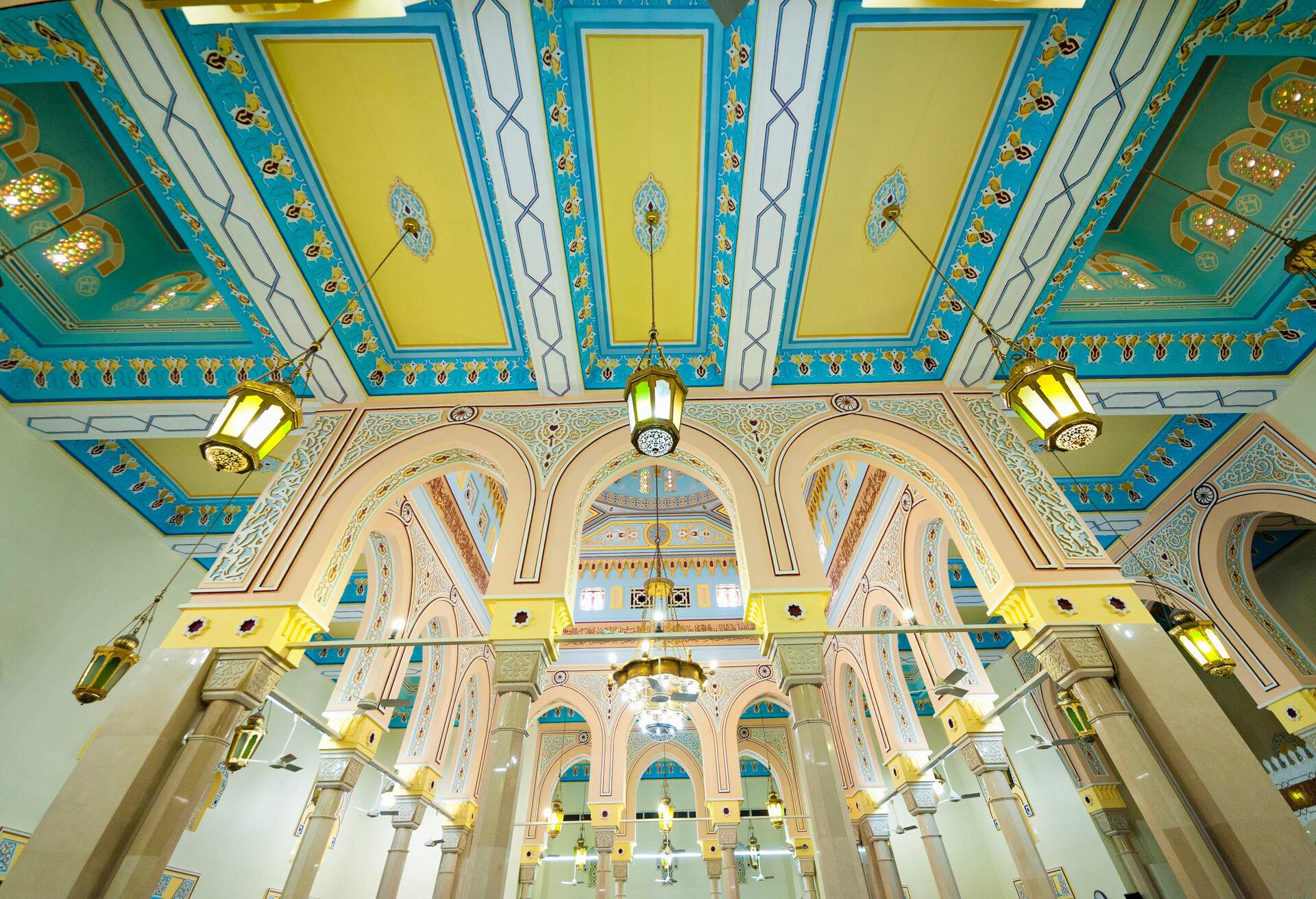 Interior detail of the Jumeirah Mosque in Dubai.