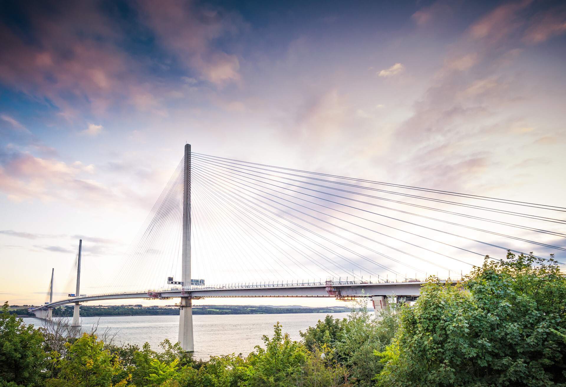 Opened in 2017, the Queensferry Crossing is the third bridge over the Firth of Forth, connecting Fife with the Lothians and Edinburgh.
