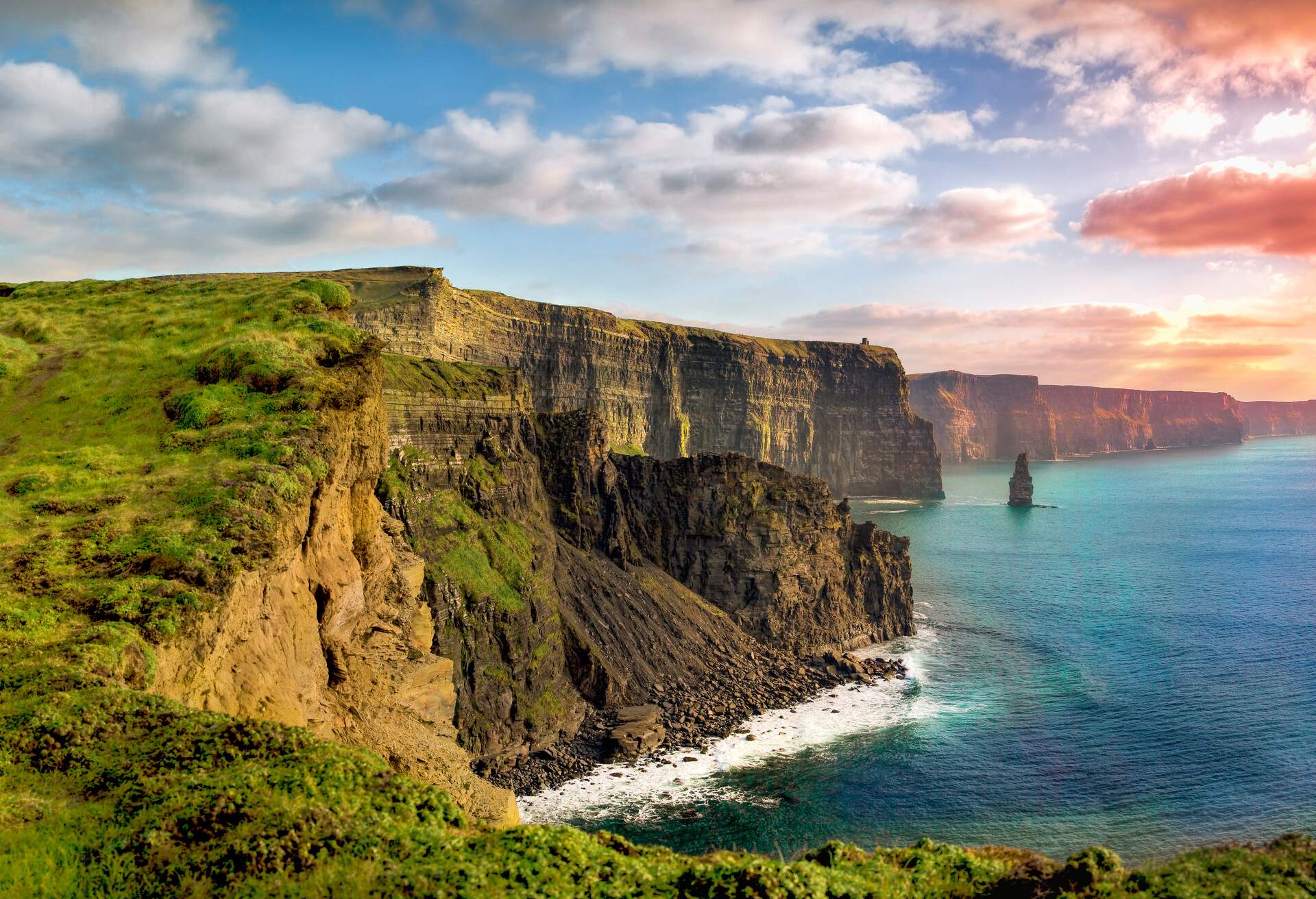 The Cliffs of Moher in County Clare are Ireland's most visited natural attraction.HQ and Res. Panorama.
