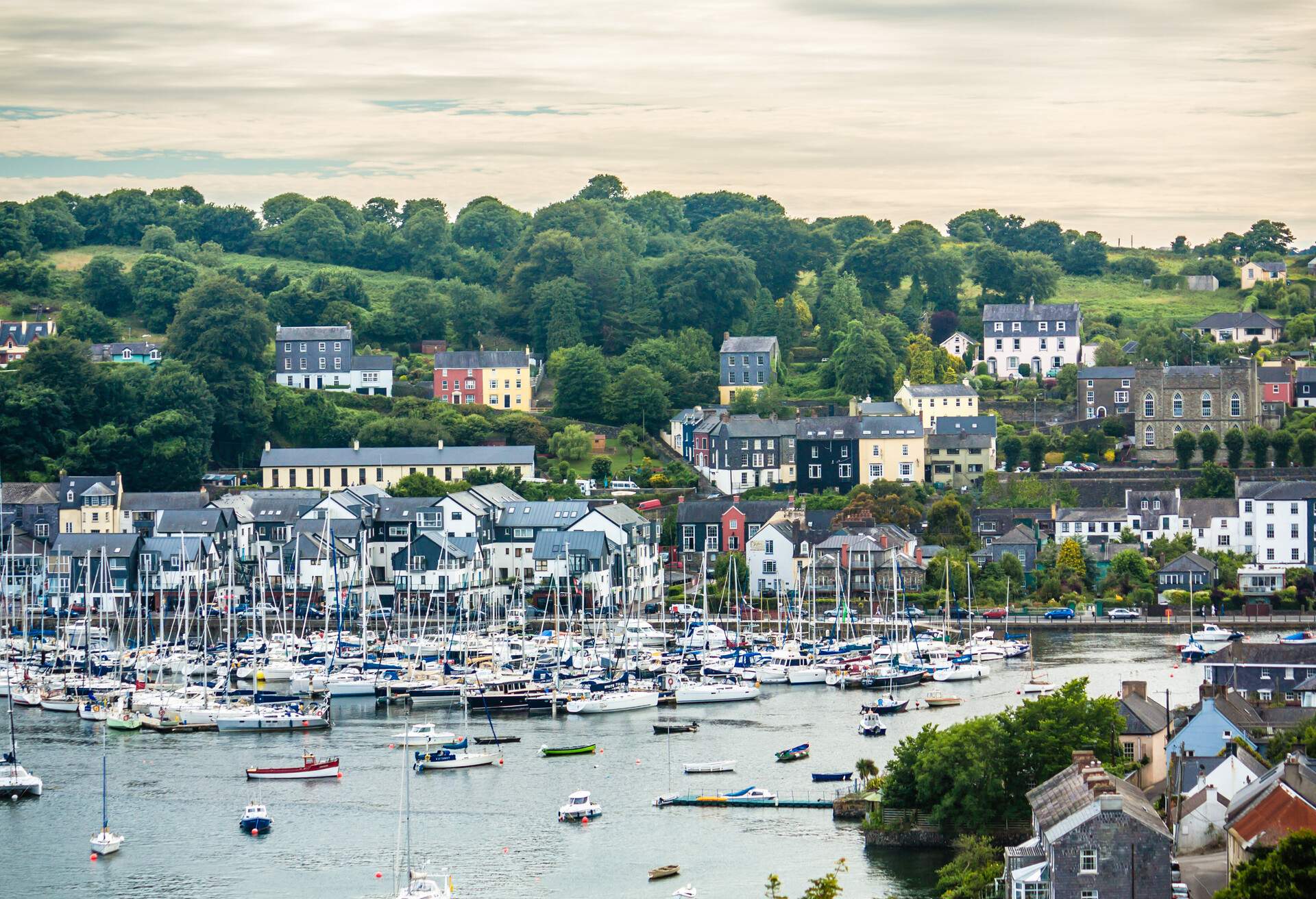 View of the Kinsale Harbour during sunset, County Cork, Ireland.