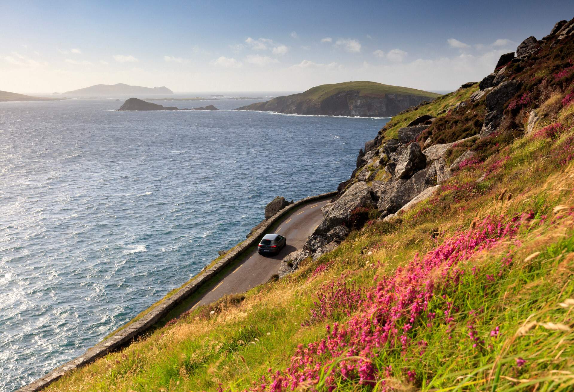Winding road by the sea at Dingle Peninsula.