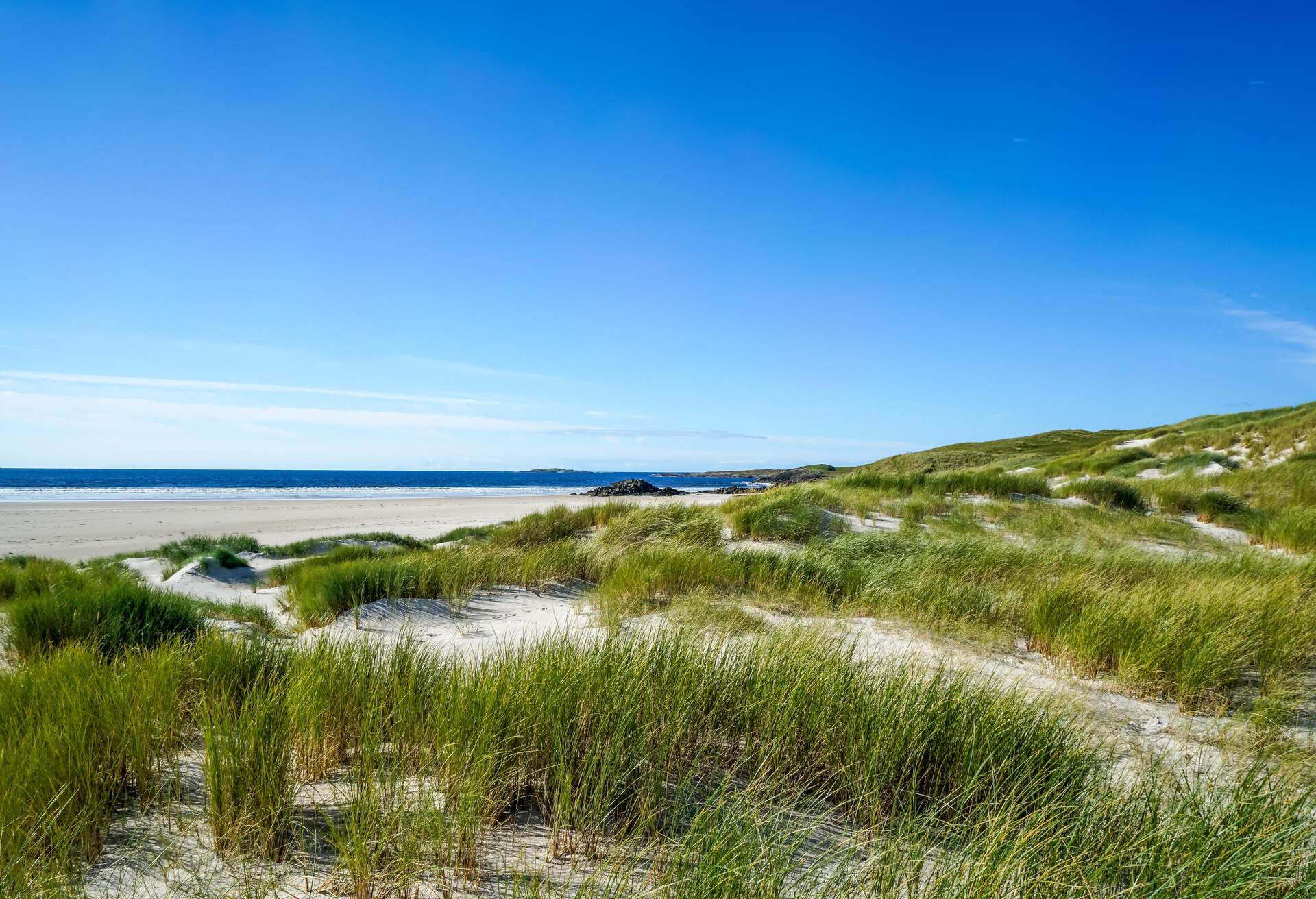 Tramore  beach is a large beach on the coast of Ireland. in Kiltoorish, County Donegal, Ireland