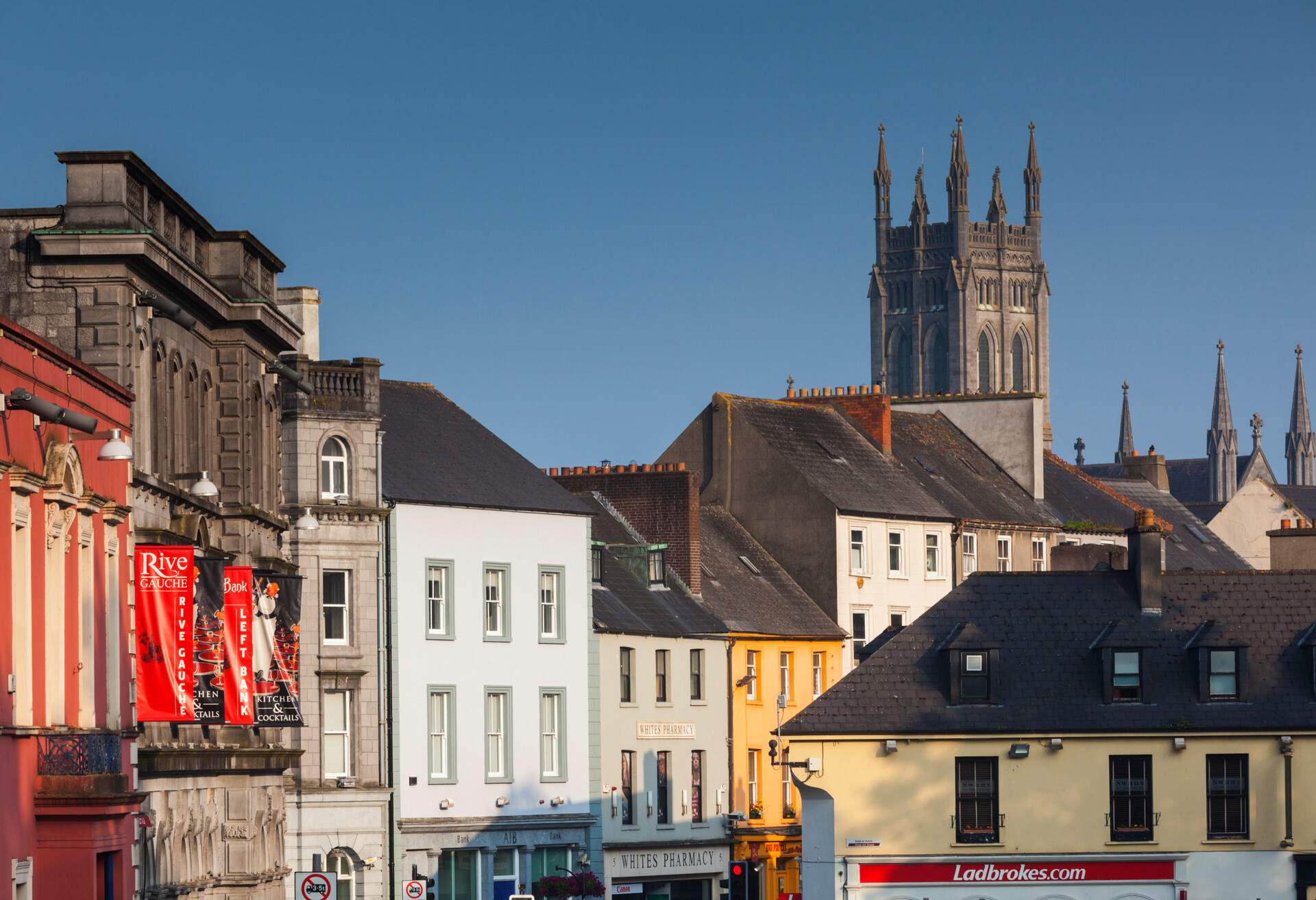 Ireland, County Kilkenny, Kilkenny City, High Street, elevated view
