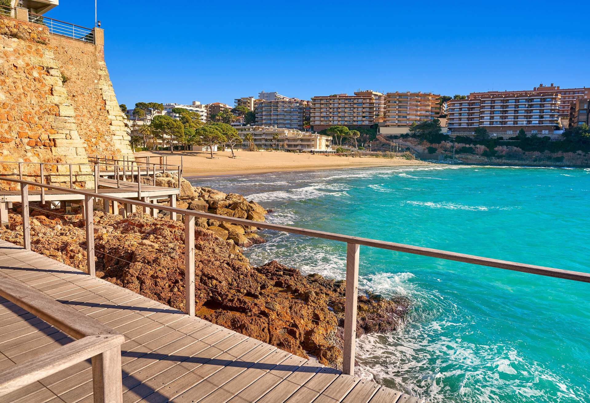 Salou Platja Capellans beach in Tarragona of Catalonia