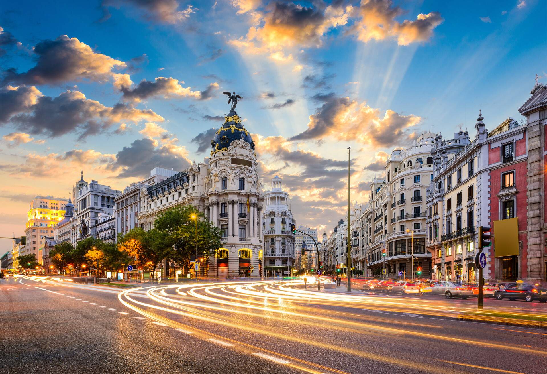 Madrid, Spain cityscape at Calle de Alcala and Gran Via.; Shutterstock ID 378537616