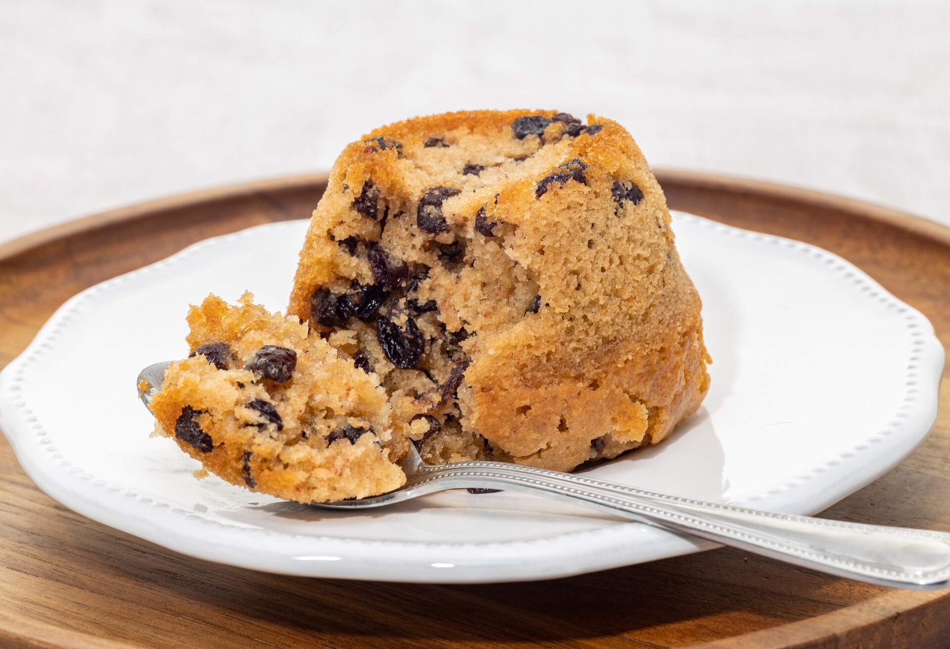 Classic British spotted dick pudding