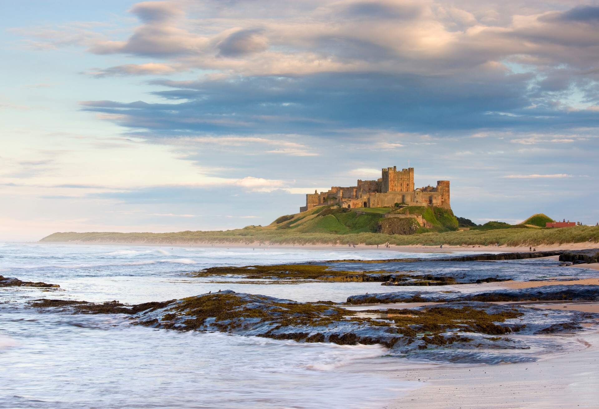 UK Northumberland Bamburgh Castle UK Northumberland Bamburgh Castle viewed in the evening light