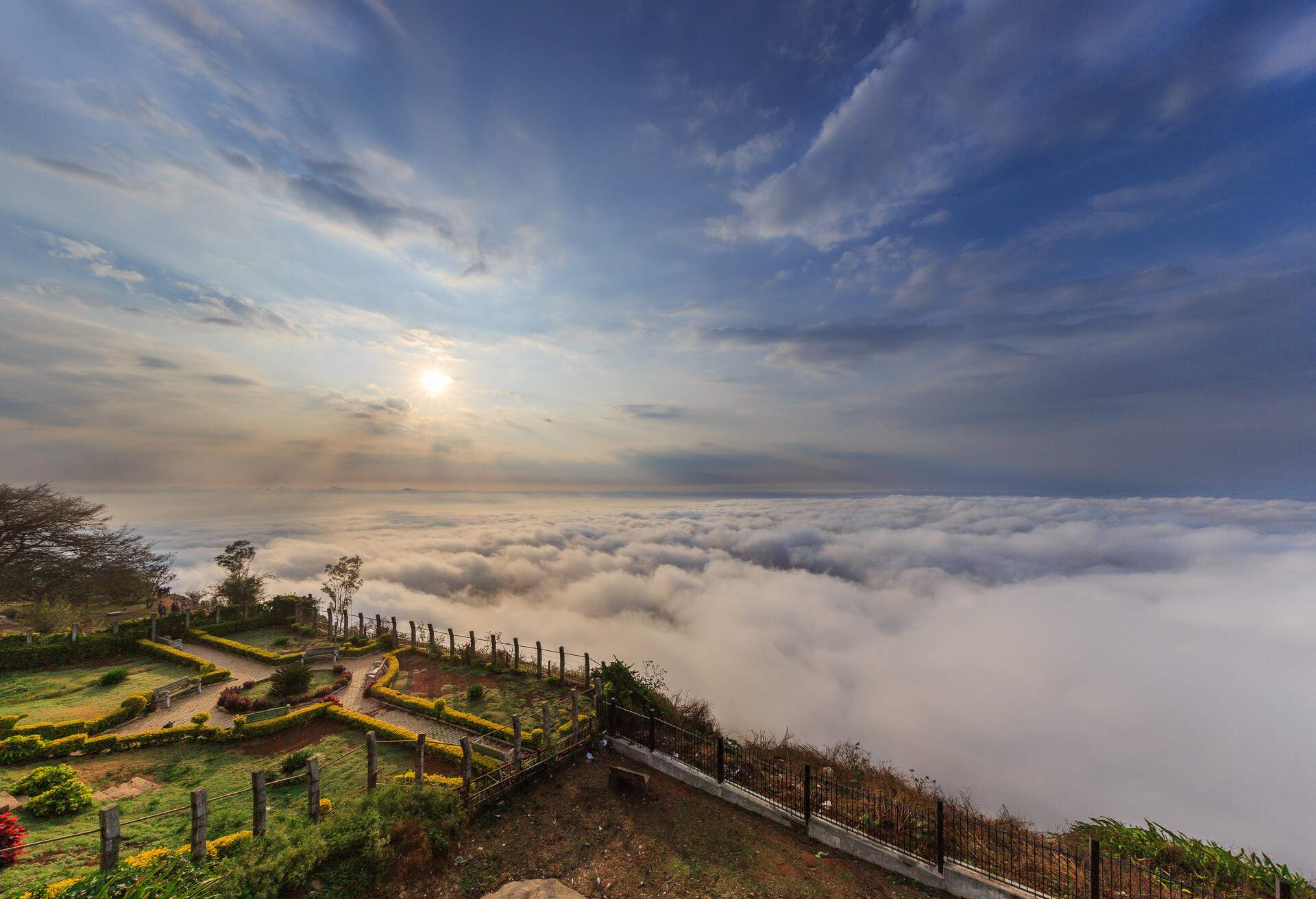 Beautiful sunrise from Nandi Hills with ocean of snow, Nandi Hills, Bengaluru - Bangalore