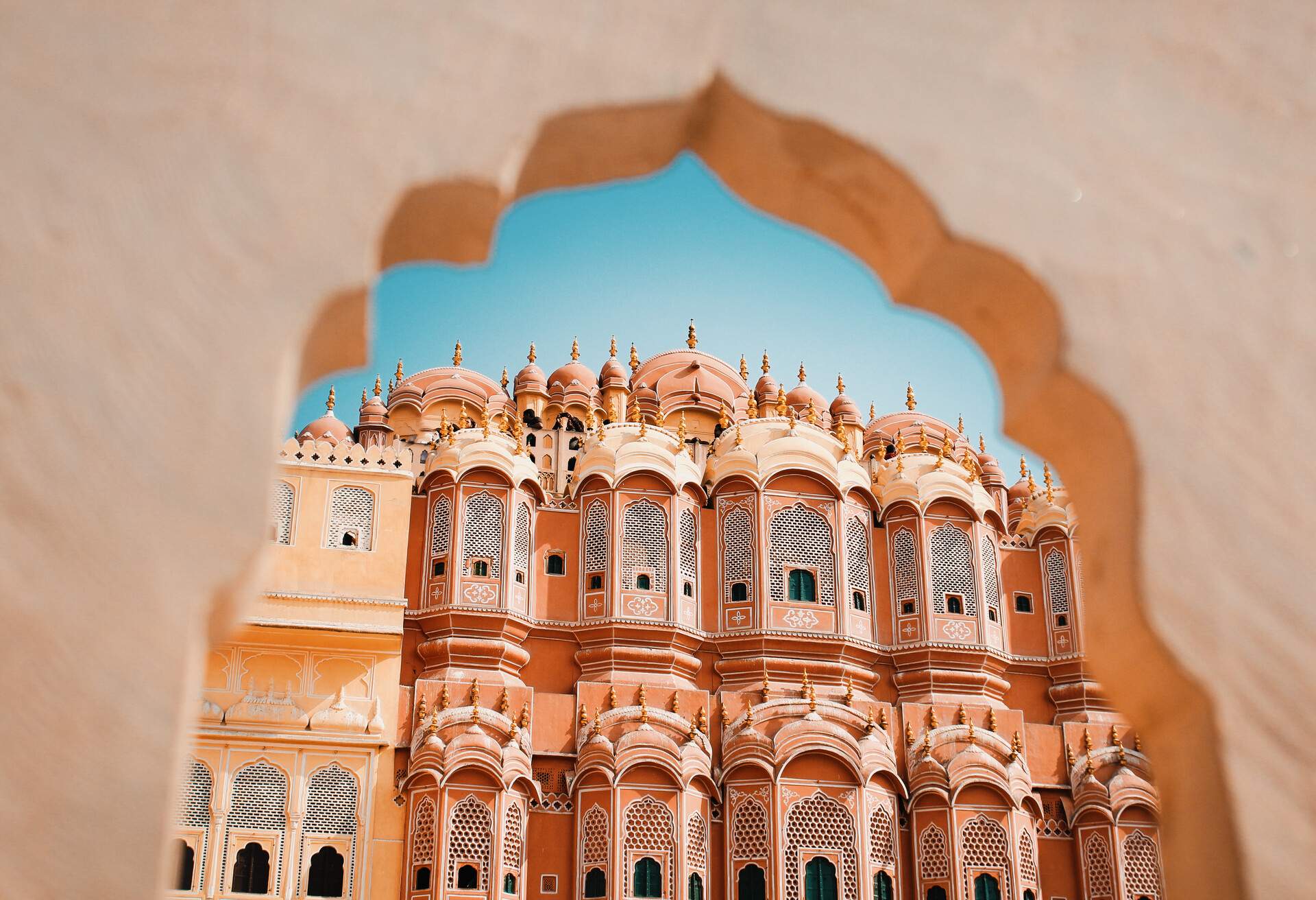 Inside of the Hawa Mahal or The palace of winds at Jaipur India