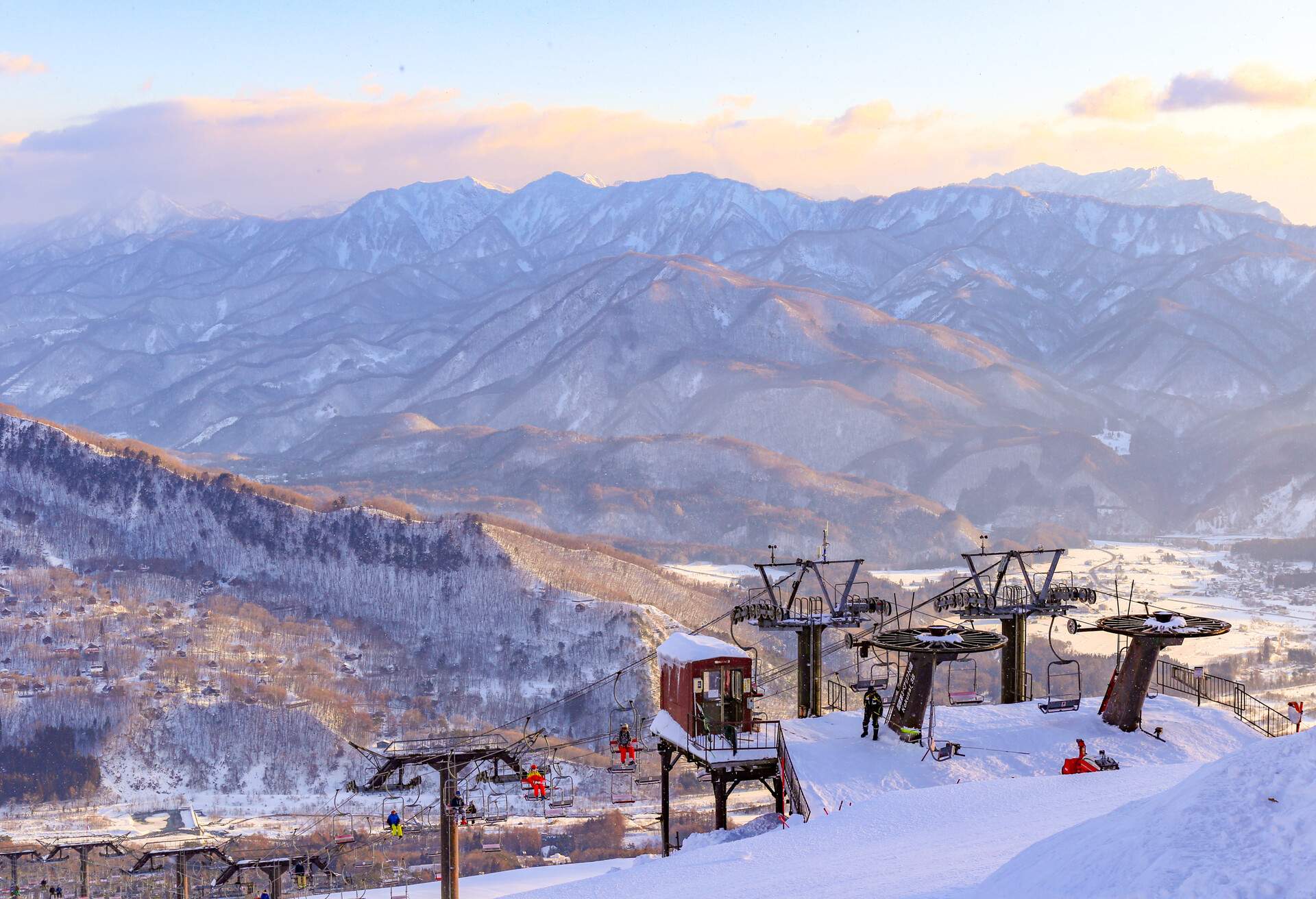 Downhill skiing in Hakuba Valley in Japan