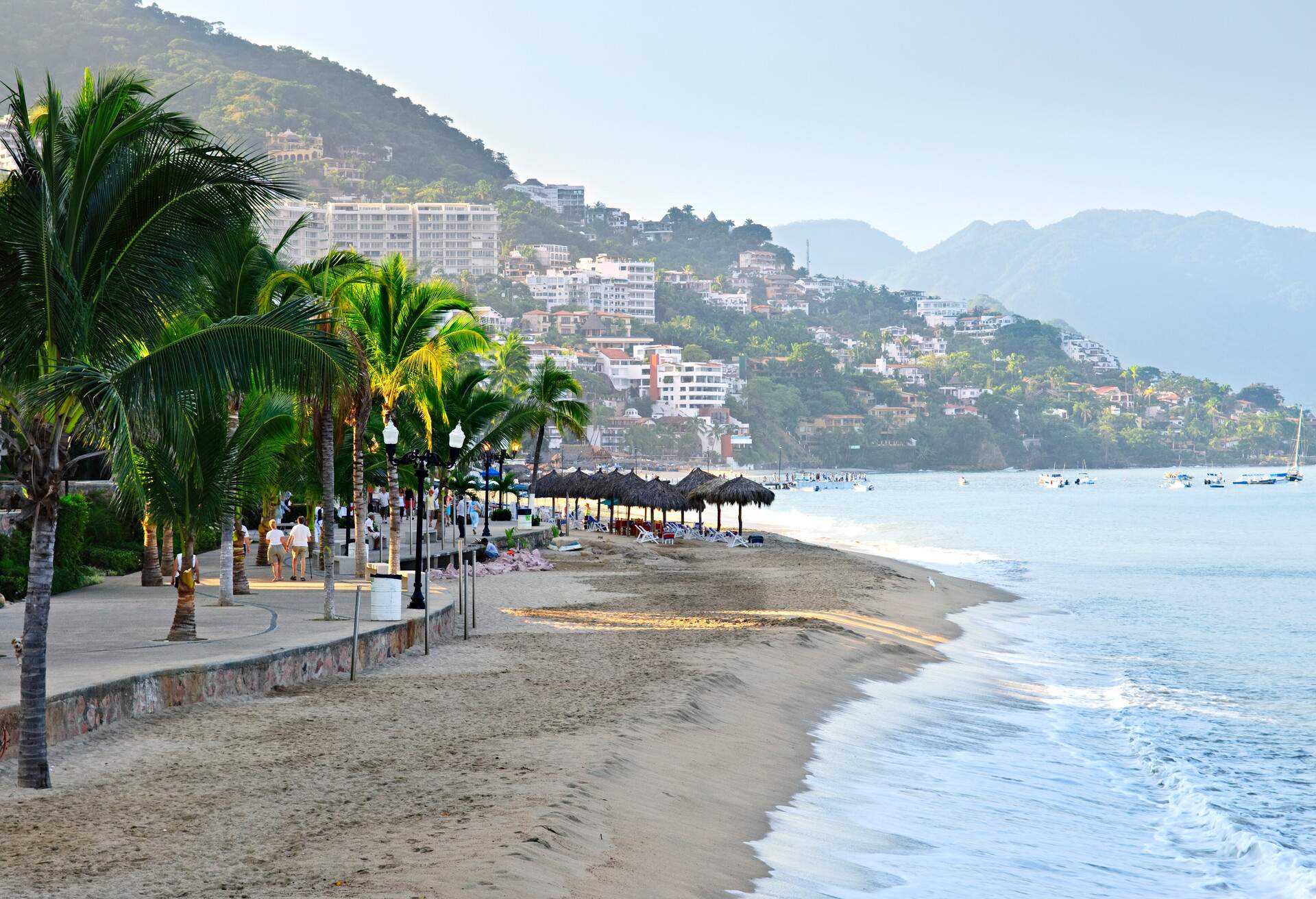 Beach and Malecon on Pacific Ocean in Puerto Vallarta, Mexico