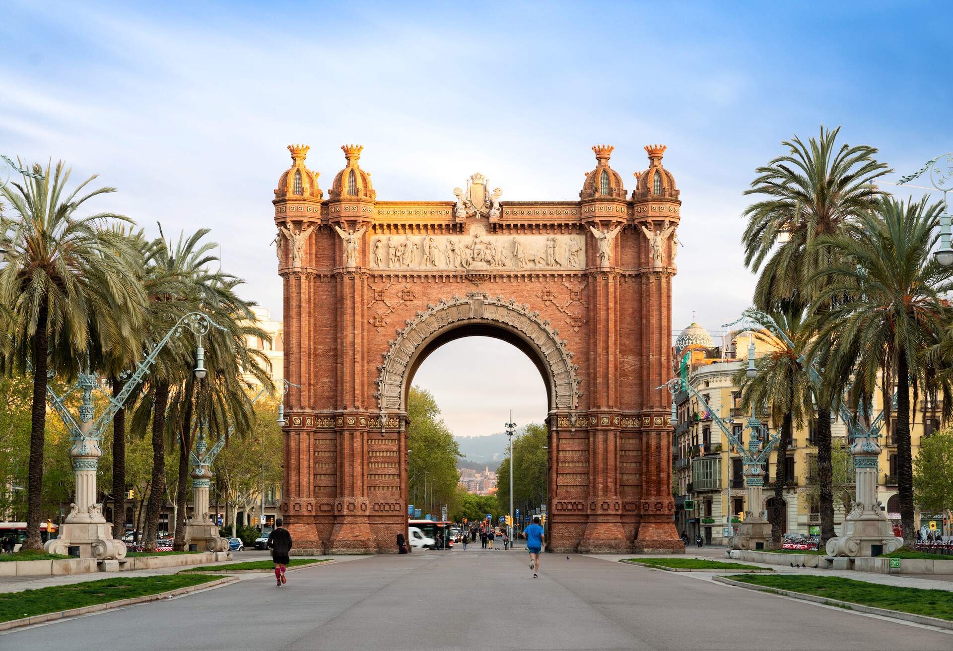 Bacelona Arc de Triomf during sunrise in the city of Barcelona in Catalonia, Spain.