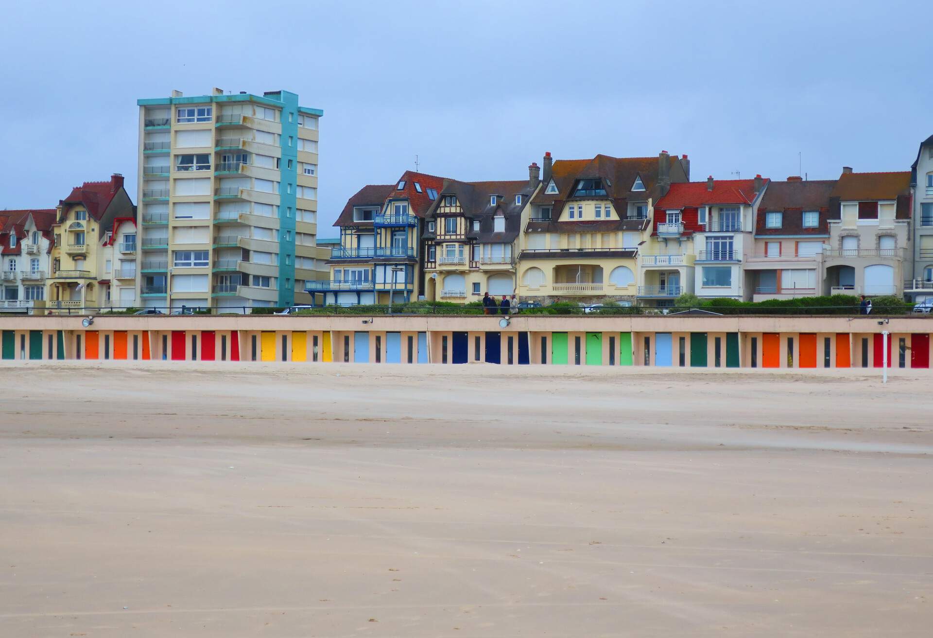 beach cabins on the beach of the Touquet, Hauts de France , France