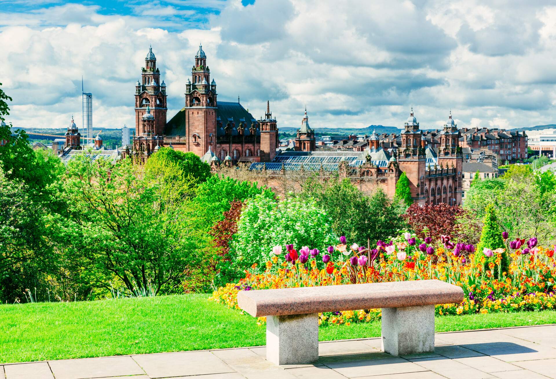 View over the City of Glasgow, Scotland, from the University grounds looking towards Kelvingrove. AdobeRGB colorspace.