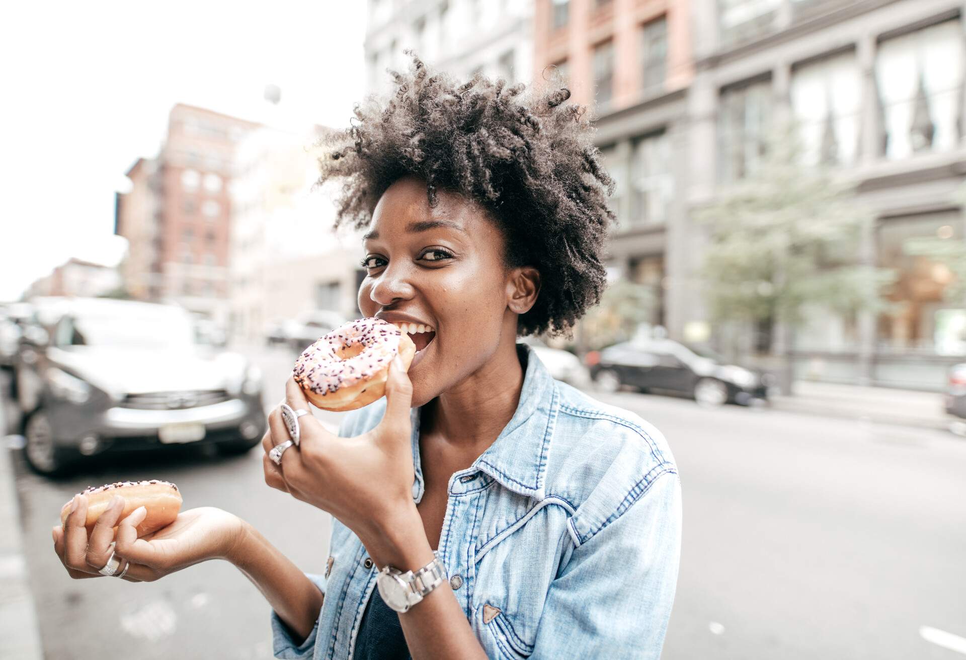 Happy 30 years old women in NYC