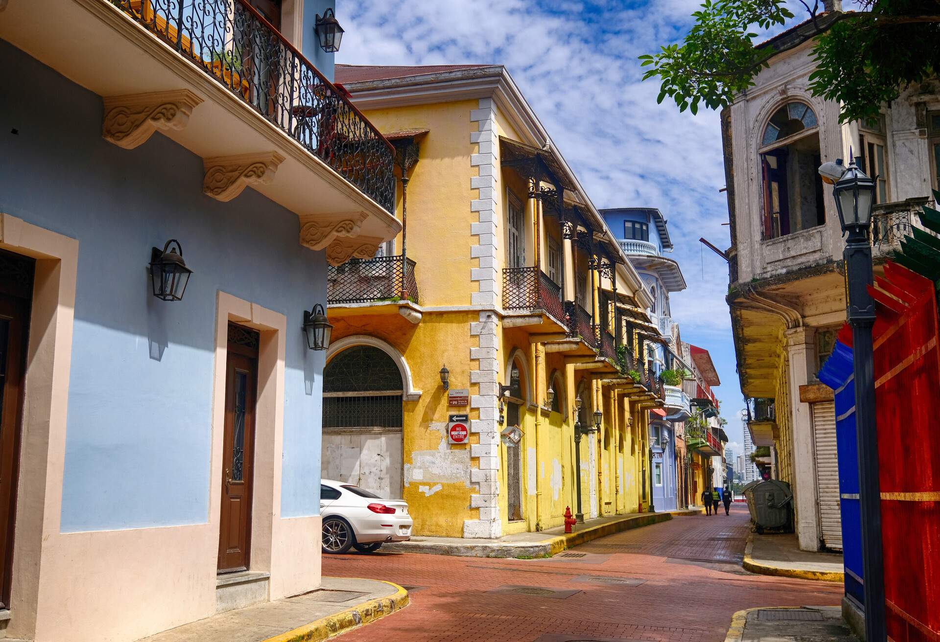 The old town area known as Casco Viejo in Panama City, Panama, and its historic architecture.