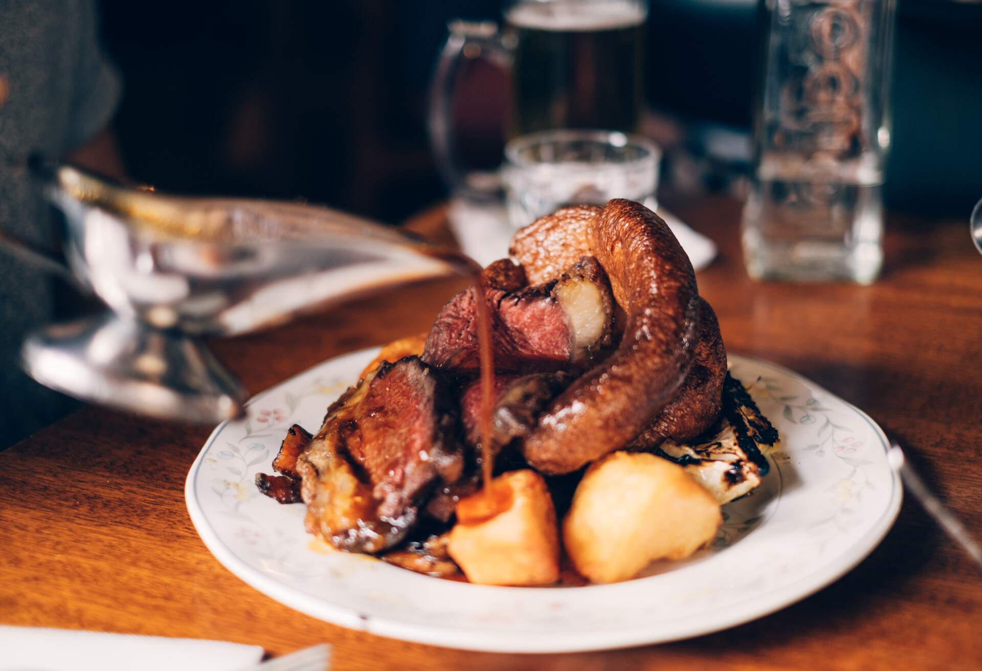 A serving of Yorkshire pudding.