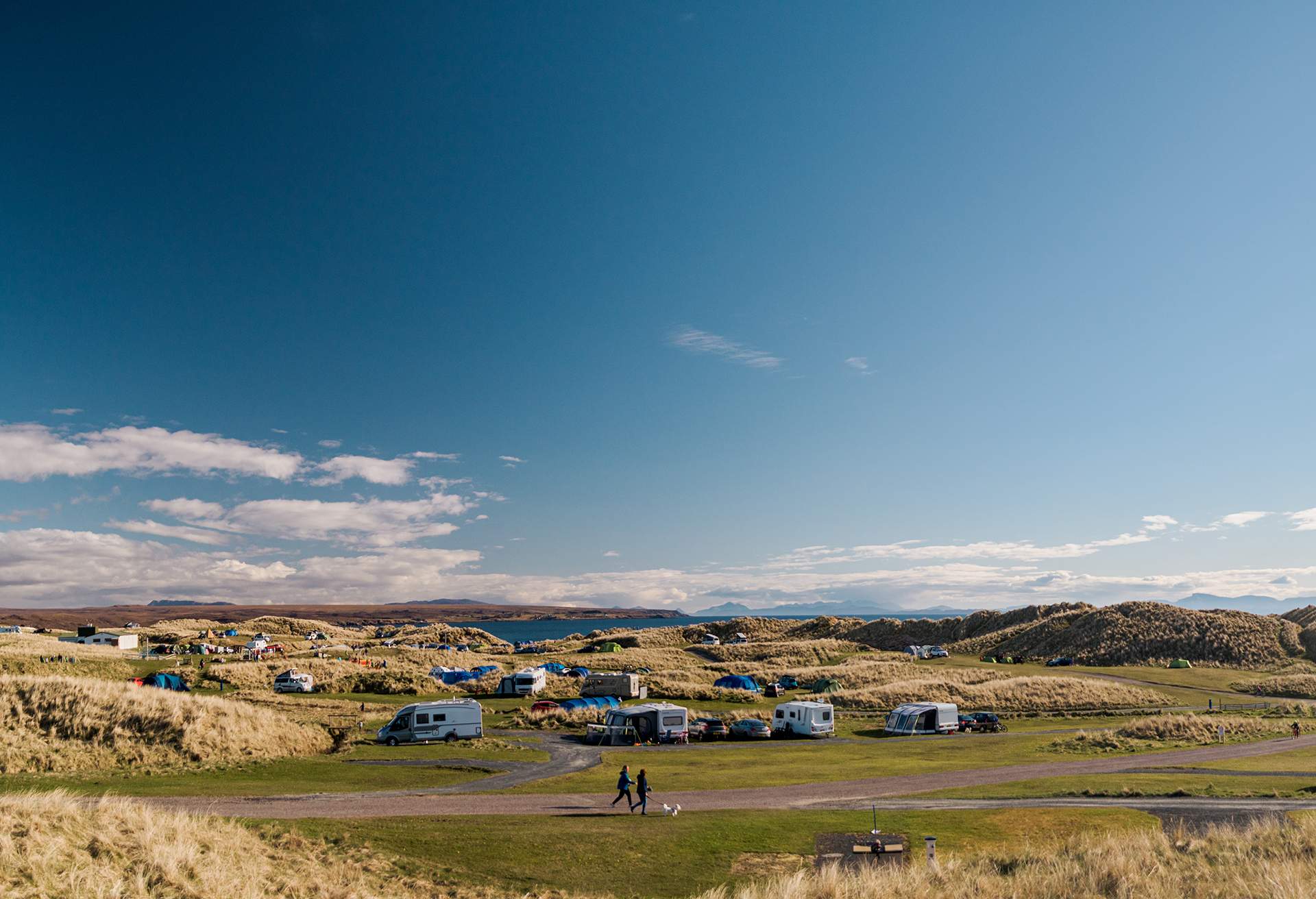 Caravan campsite on a sunny day