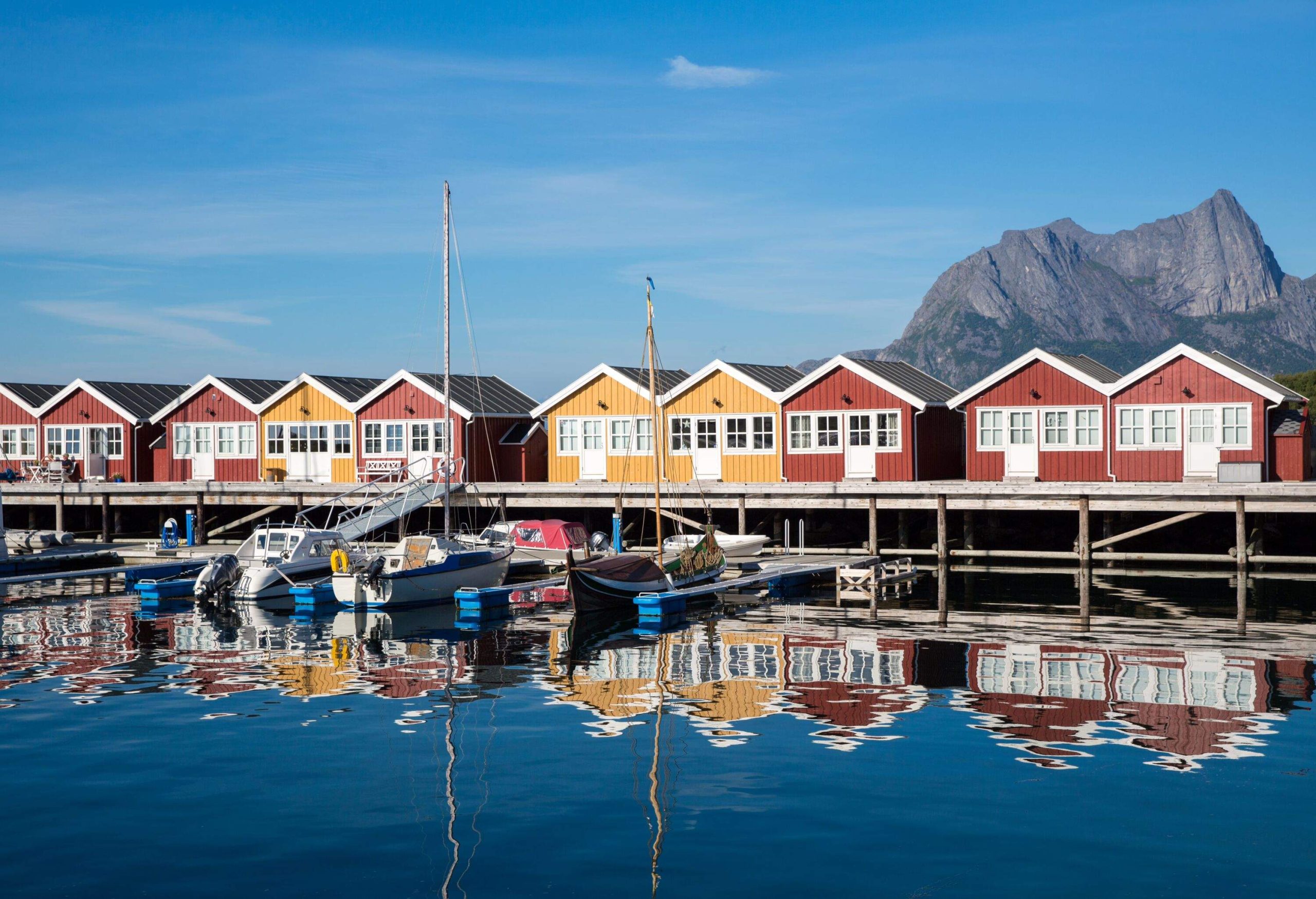 Traditional colourful houses Kjerringøy, Bodo, Norway