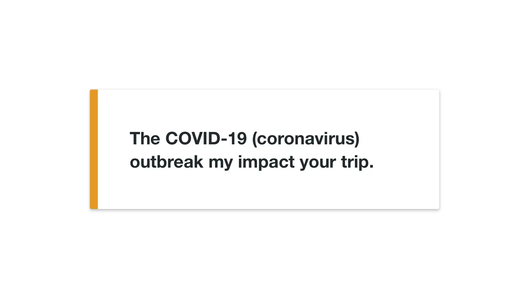 New Covid-19 alert on KAYAK