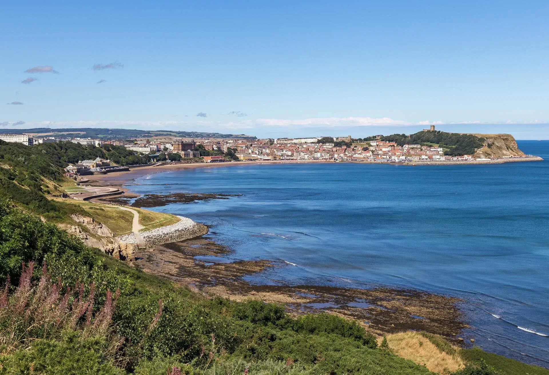 View towards Scarborough South Bay, North Yorkshire, UK