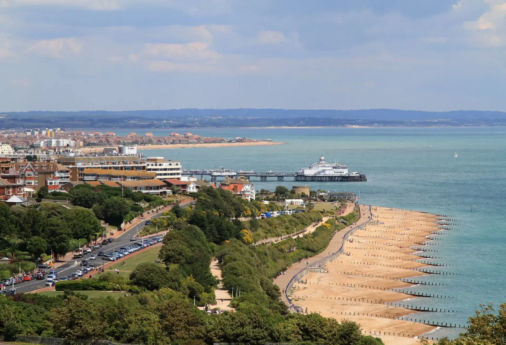 View of Eastbourne seafront and Pier from South Downs.