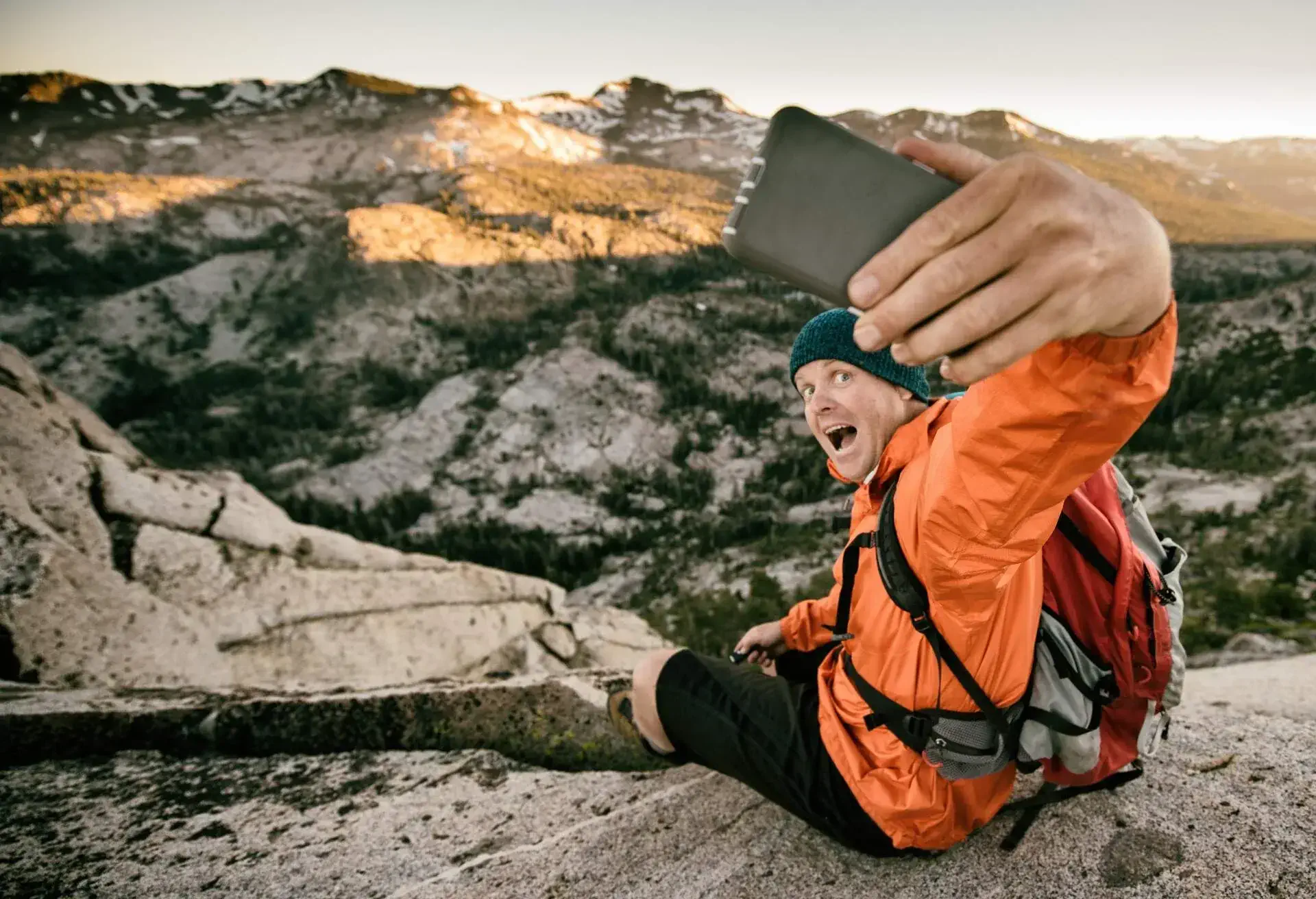 hiker taking a selfie