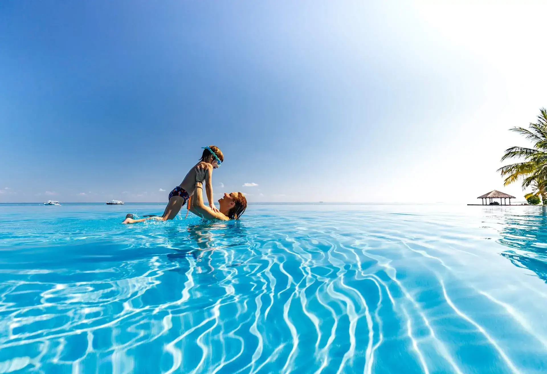 mother child swimming pool