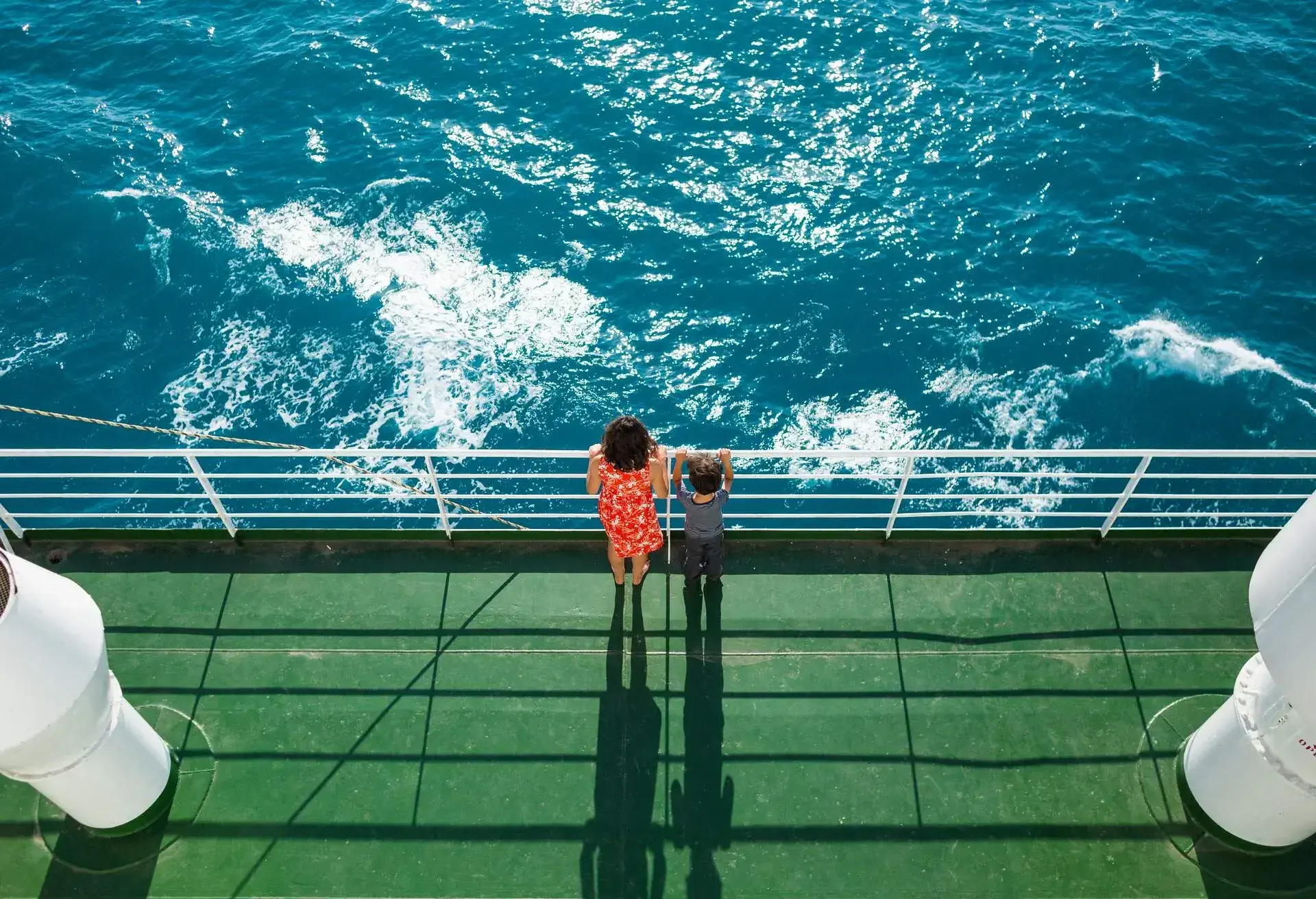 Family on a boat cruise