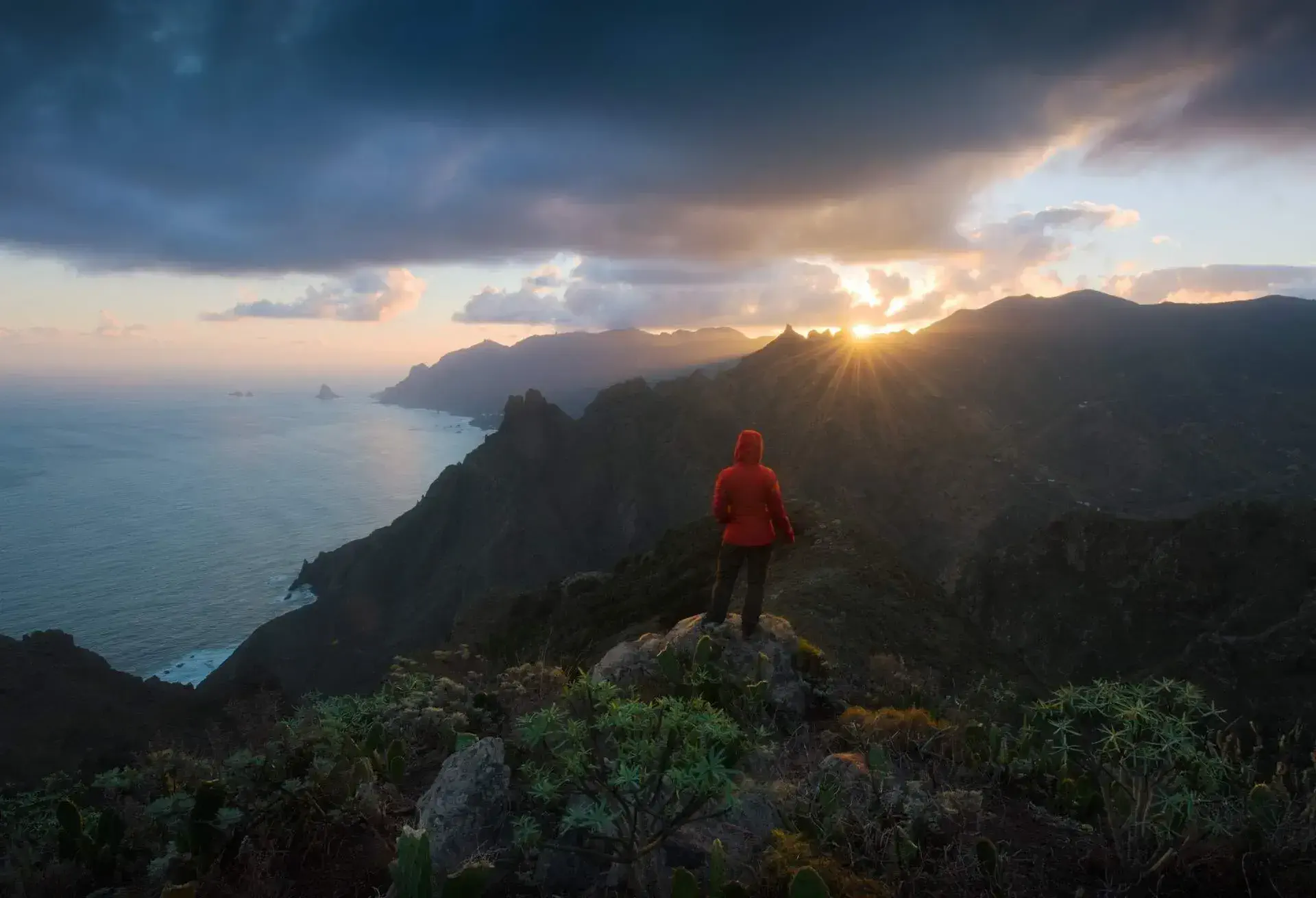 Sunrise over the Canary Islands, Anaga mountains